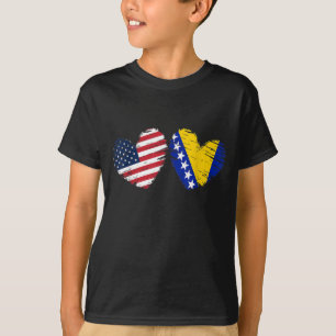 Camiseta EE.UU. Bandera Bosnia Herzegovina Corazón bosnio A