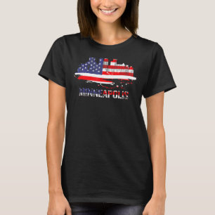 Camiseta EE.UU. Bandera Cityscape Minneapolis Minnesota