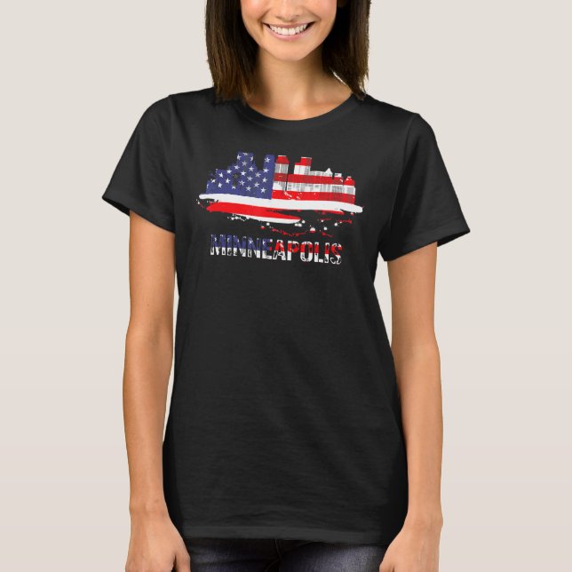 Camiseta EE.UU. Bandera Cityscape Minneapolis Minnesota (Anverso)