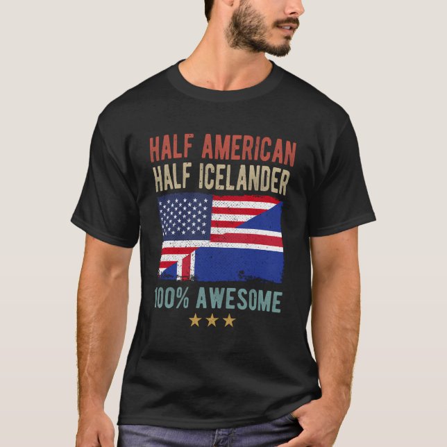 Camiseta Ee.Uu. Bandera De Islandia Media Estadounidense Is (Anverso)