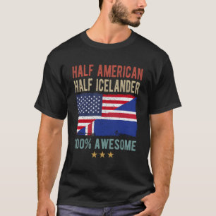 Camiseta Ee.Uu. Bandera De Islandia Media Estadounidense Is