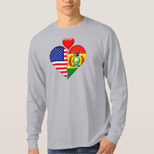 Camiseta EE. UU. Bolivia Corazón banderas Herencias Hispana