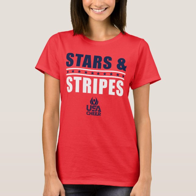 Camiseta EE.UU. Cheque Estrellas y Tee de fans de Stripes (Anverso)
