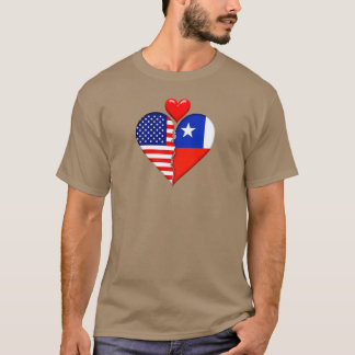 Camiseta EE. UU. Chile Corazón banderas Español Patrimonio
