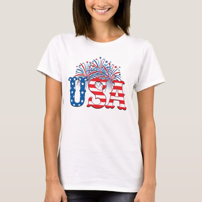 Camiseta EE.UU. con fuegos artificiales (Anverso)