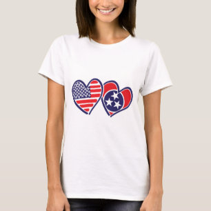 Camiseta EE.UU.—Corazones de la bandera de Nashville