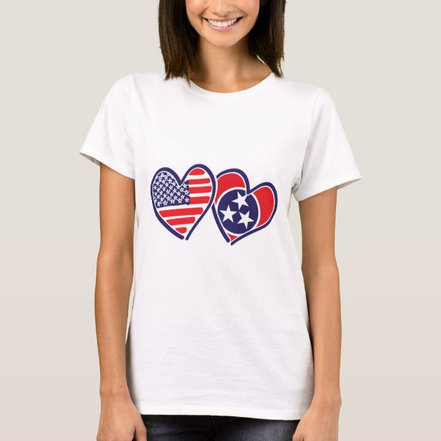 Camiseta EE.UU.—Corazones de la bandera de Nashville (Anverso)