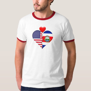 Camiseta EE. UU. Costa Rica Corazones banderas Orgullo Hisp
