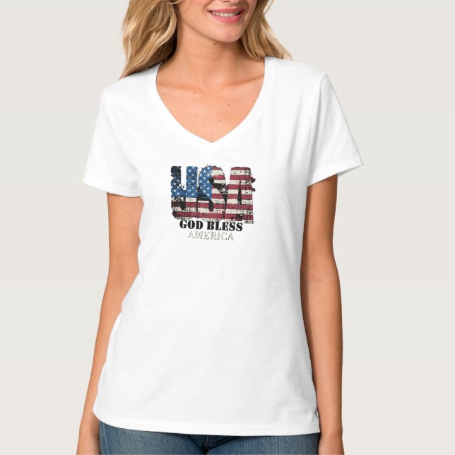 Camiseta EE. UU. Dios bendiga a América  (Anverso)