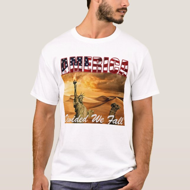Camiseta EE.UU. Divididos nos caemos, unidos estamos (Anverso)