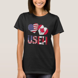 Camiseta EE. UU. Eh American Canadian Flag Canada Day Heart