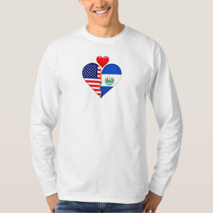 Camiseta EE. UU. El Salvador Corazones banderas Orgullo His
