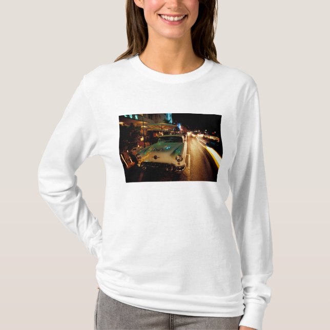 Camiseta EE. UU., FL, Miami, South Beach de noche. 2 (Anverso)