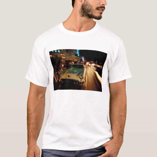 Camiseta EE. UU., FL, Miami, South Beach de noche. 2 (Anverso)