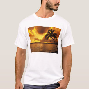 Camiseta EE. UU., Hawái, Kauai, Amanecer colorido en un
