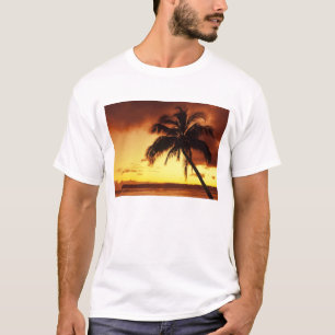 Camiseta EE. UU., Hawái, Maui, Atardecer colorido en un