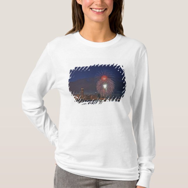 Camiseta EE. UU., Illinois, Chicago, fuegos artificiales de (Anverso)