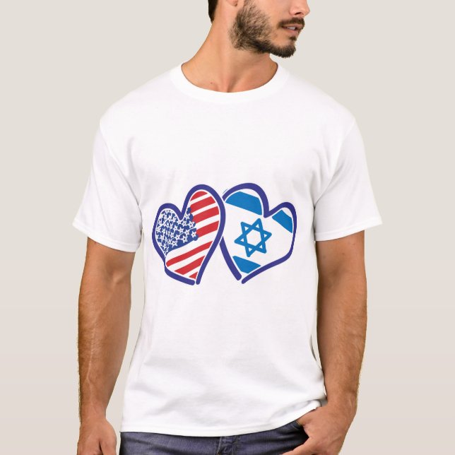 Camiseta EE.UU. Israel Love Hearts (Anverso)