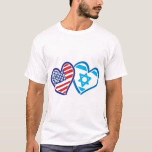 Camiseta EE.UU. Israel Love Hearts