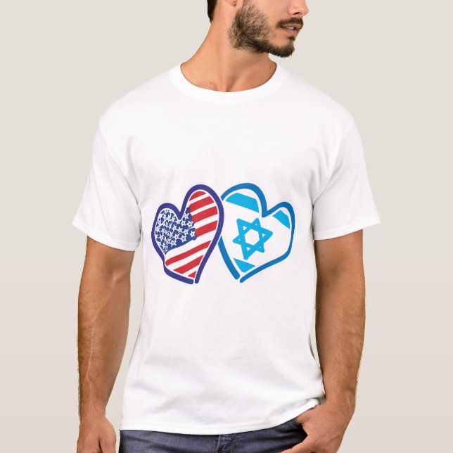 Camiseta EE.UU. Israel Love Hearts (Anverso)