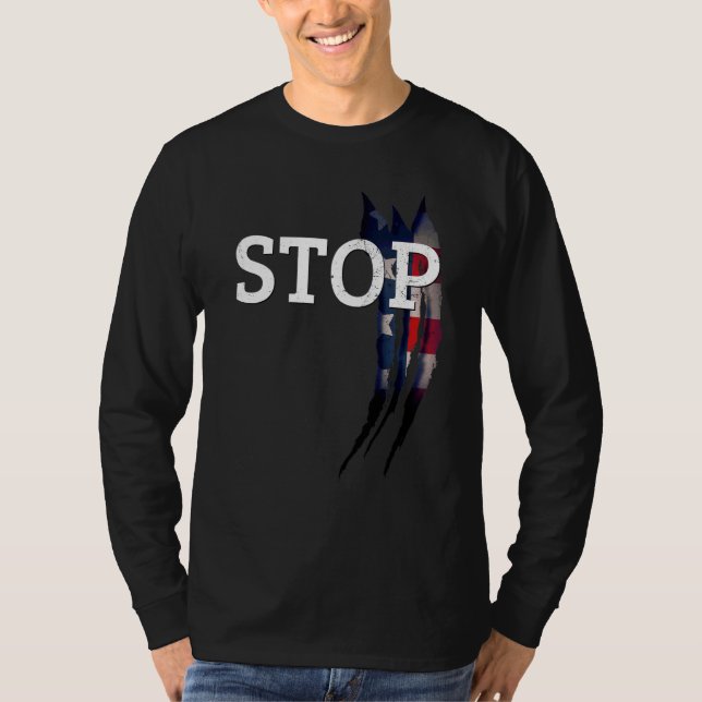 Camiseta EE. UU. me arañó el corazón Stop (Anverso)