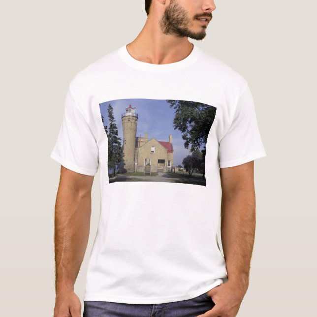 Camiseta EE. UU., Michigan Faro de Old Mackinac Point (Anverso)
