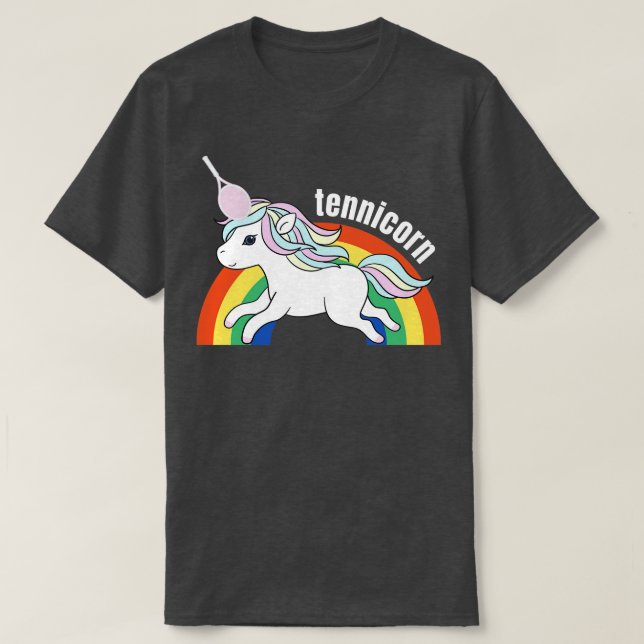 Camiseta EE.UU. Open Cunis Racket Racket Rainbow Unicorn (Diseño del anverso)