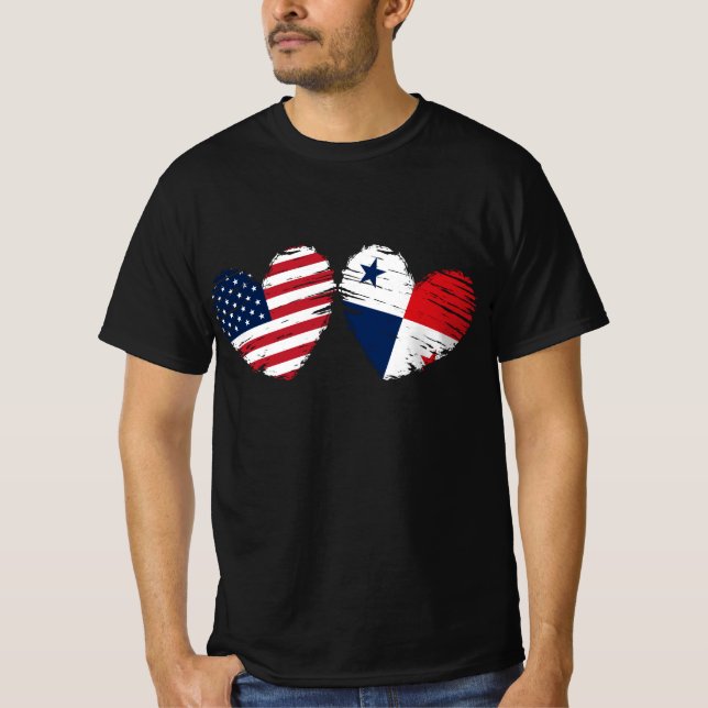 Camiseta EE.UU. Panamá Heart Panamanian American (Anverso)