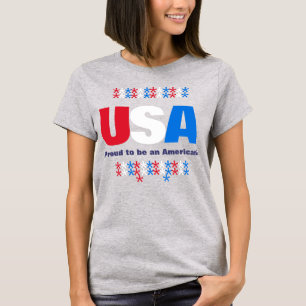 Camiseta EE. UU. Patriótico 50 Estrellas Rojo Blanco Azul