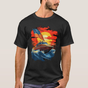 Camiseta EE.UU. Patriótico Speed Bot Pescador American Fla
