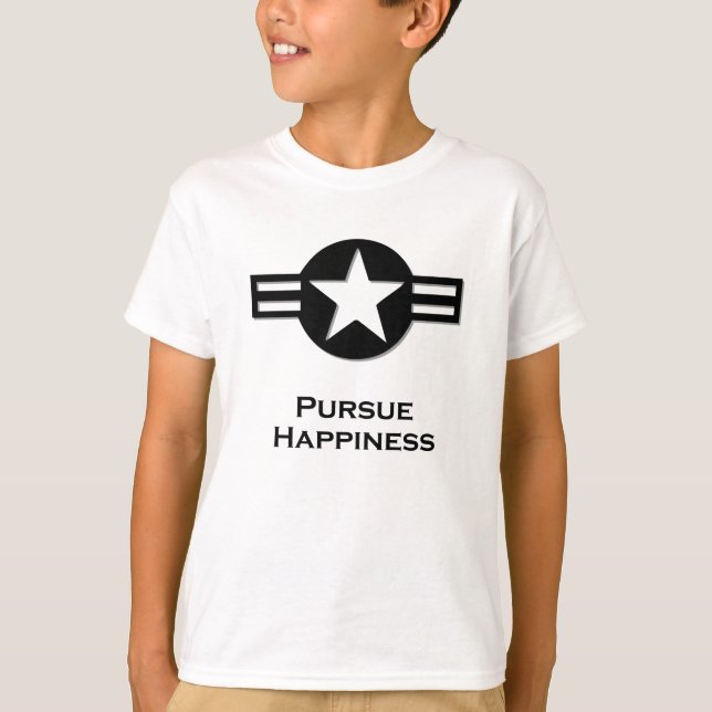 Camiseta EE.UU. persigue la felicidad de negro (Anverso)