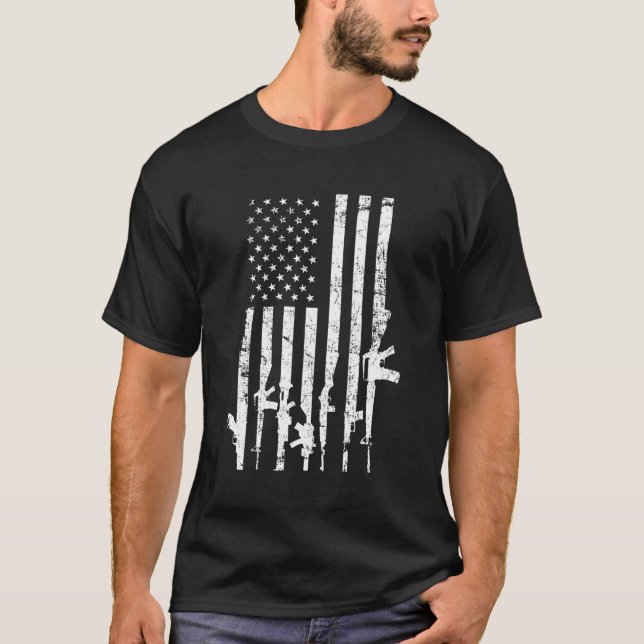 Camiseta Ee.Uu. Pistolas De Bandera Con Distancia Pro Gun 2 (Anverso)