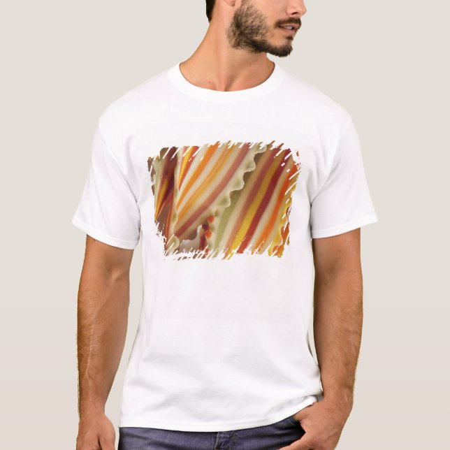 Camiseta EE. UU. Primer plano de fideos de pasta de arcoíri (Anverso)