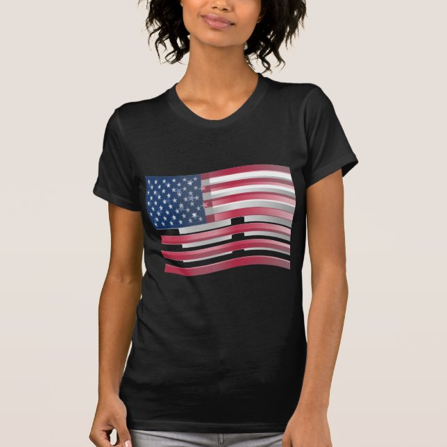 Camiseta EE.UU. se une en audaz diseño de franjas y estrell (Anverso)