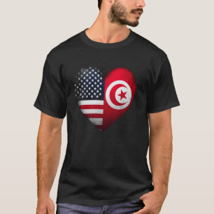 Camiseta EE. UU. Túnez Corazón Doble Ciudadanía