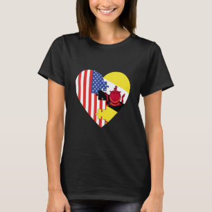 Camiseta EE.UU. y Brunie Flags Heart