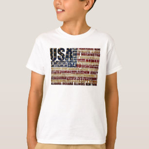 Camiseta EE. UU. y sus estados federales en estrellas y fra