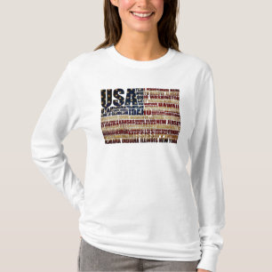 Camiseta EE. UU. y sus estados federales en estrellas y fra