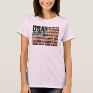 Camiseta EE. UU. y sus estados federales en estrellas y fra