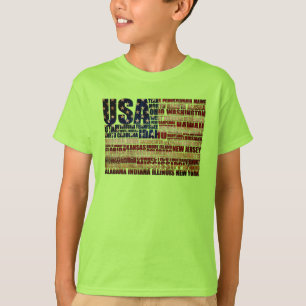 Camiseta EE. UU. y sus estados federales en estrellas y fra