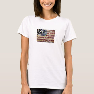 Camiseta EE. UU. y sus estados federales en estrellas y fra