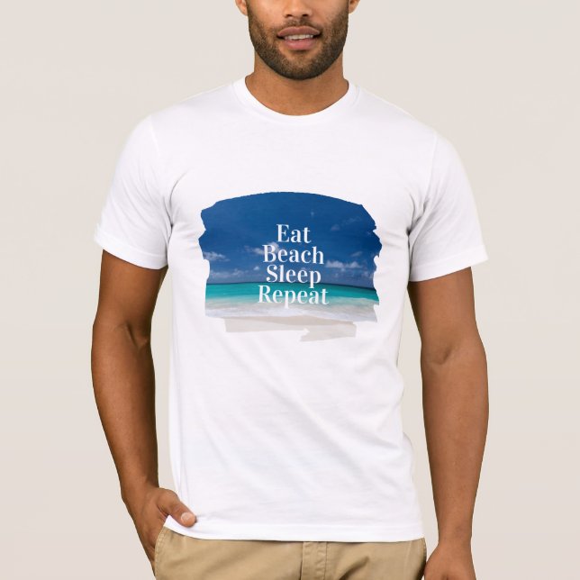 Camiseta Eee Beach Sleep Repetir Agua Turquesa Tropical (Anverso)