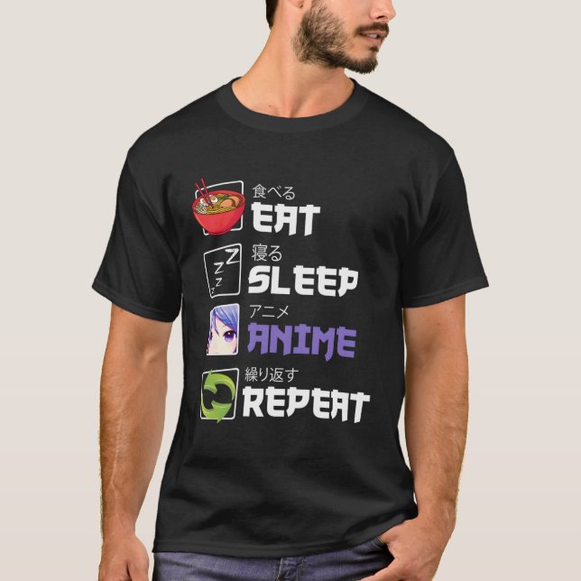 Camiseta Eee Sleep Anime Repita Funny Otaku Anime Kawaii Lo (Anverso)