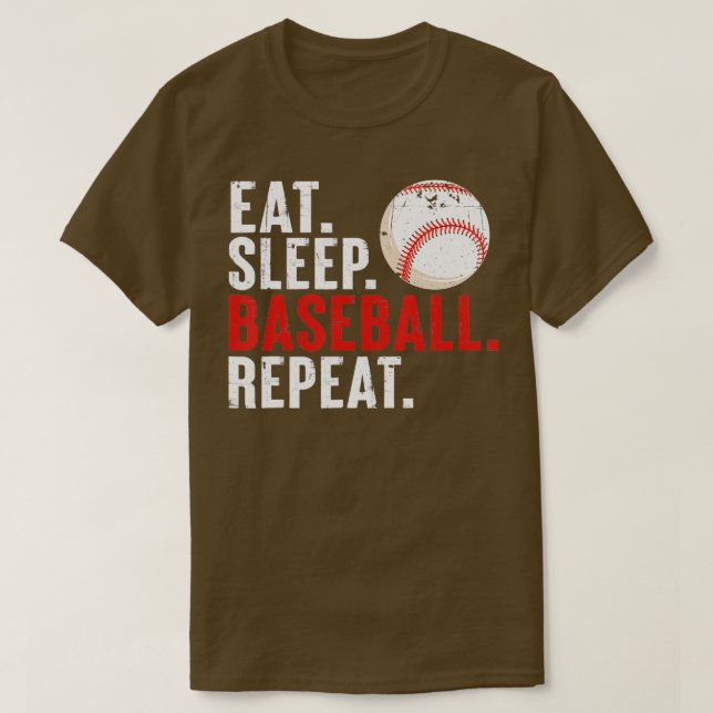 Camiseta Eee Sleep Baseball Repetir Gracioso Béisbol Lover  (Diseño del anverso)