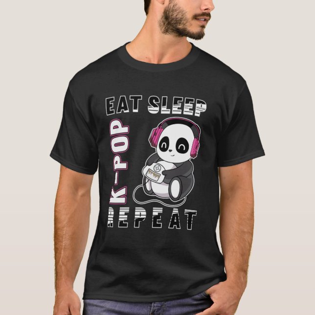 Camiseta Eee Sleep K-Pop Repeat - Kpop Panda Korea Pop Pull (Anverso)