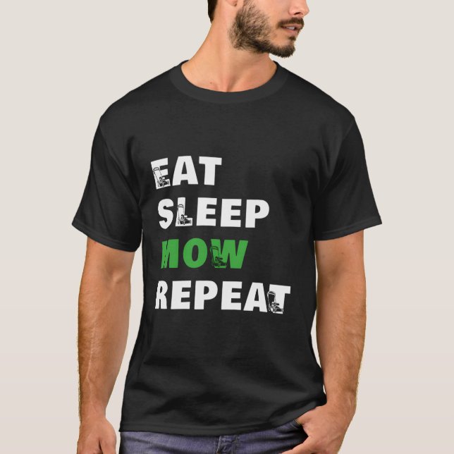 Camiseta Eee Sleep Mow Repetir Funny Lawn Mowing Gardener M (Anverso)