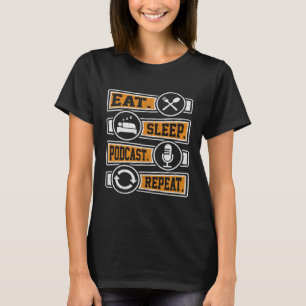 Camiseta Eee Sleep Podcast Repetir Podcaster Podcasting Str
