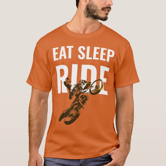 Camiseta Eee Sleep Ride Motocross Motorcycle Sport Pop Art (Anverso)