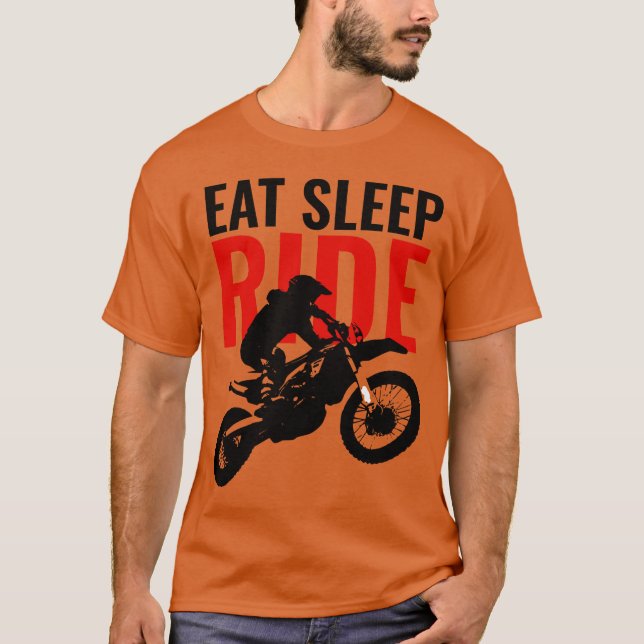 Camiseta Eee Sleep Ride Motocross Motorcycle Sport Pop Art (Anverso)