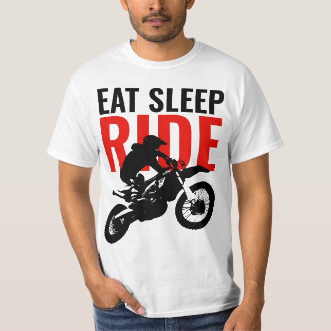 Camiseta Eee Sleep Ride Motocross Motorcycle Sport Pop Art (Anverso)